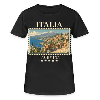 Italien Taormina Vintage Reisemarke - Frauen T-Shirt atmungsaktiv - Schwarz - Vorne - AI Model Female 172 light (172cm)