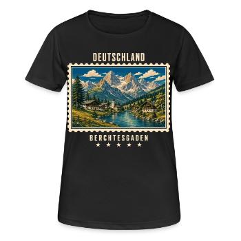 Deutschland Berchtesgaden Vintage Reisemarke - Frauen T-Shirt atmungsaktiv - Schwarz - Vorne - AI Model Female 172 light (172cm)