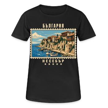 Bulgarien Nessebar Vintage Reisemarke - Frauen T-Shirt atmungsaktiv - Schwarz - Vorne - AI Model Female 172 light (172cm)