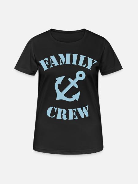 Family Crew (Anchor / Ship's Crew / Sky Blue) - Women's Breathable T-Shirt - black