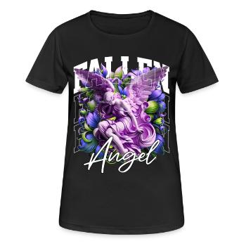 Ange Déchu : Statue florale violette - T-shirt respirant Femme - noir - Devant - AI Model Female 172 light (172cm)