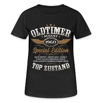 66. Geburtstag Geschenk Mann Oldtimer August 1960 - Frauen T-Shirt atmungsaktiv - Schwarz - Vorne - AI Model Female 172 light (172cm)