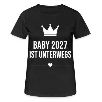 Baby 2027 Ist Unterwegs Krone - Frauen T-Shirt atmungsaktiv - Schwarz - Vorne - AI Model Female 172 light (172cm)