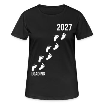 Baby 2027 Footprints Loading - Women's Breathable T-Shirt - black - Front - AI Model Female 172 light (172cm)