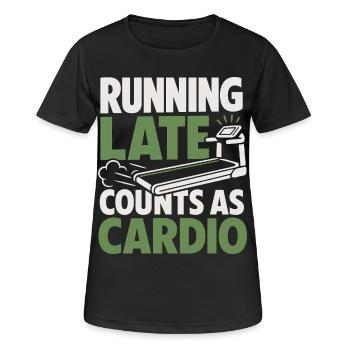 Courir tard compte comme un tapis de course cardio - T-shirt respirant Femme - noir - Devant - AI Model Female 172 light (172cm)