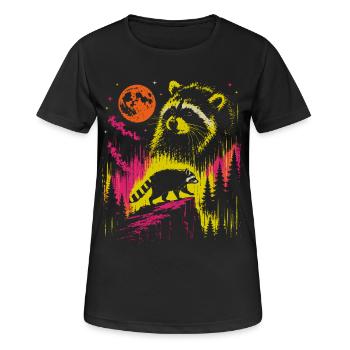 Waschbär Night Moon Forest Vintage Neon - Frauen T-Shirt atmungsaktiv - Schwarz - Vorne - AI Model Female 172 light (172cm)