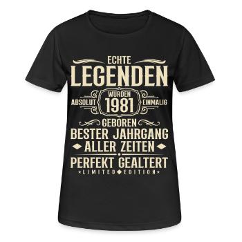 Jahrgang 1981 Geburtstag Absolut Einmalig - Frauen T-Shirt atmungsaktiv - Schwarz - Vorne - AI Model Female 172 light (172cm)
