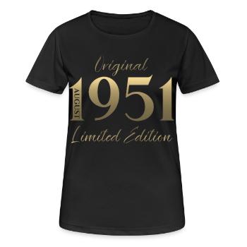 75. Geburtstag Geschenk Original August 1951 - Frauen T-Shirt atmungsaktiv - Schwarz - Vorne - AI Model Female 172 light (172cm)