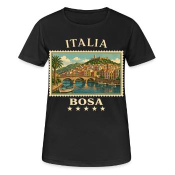 Italien Bosa Vintage Reisemarke - Frauen T-Shirt atmungsaktiv - Schwarz - Vorne - AI Model Female 172 light (172cm)
