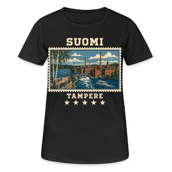 Finnland Tampere Vintage Reisemarke - Frauen T-Shirt atmungsaktiv - Schwarz - Vorne - AI Model Female 172 light (172cm)