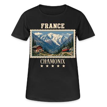 Frankreich Chamonix Vintage Reisemarke - Frauen T-Shirt atmungsaktiv - Schwarz - Vorne - AI Model Female 172 light (172cm)