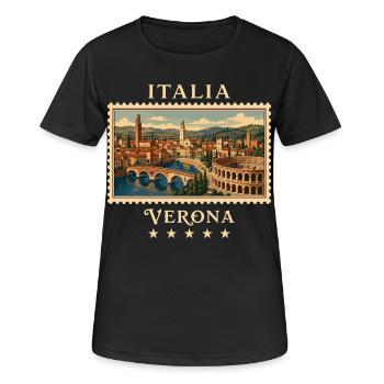Italien Verona Vintage Reisemarke - Frauen T-Shirt atmungsaktiv - Schwarz - Vorne - AI Model Female 172 light (172cm)