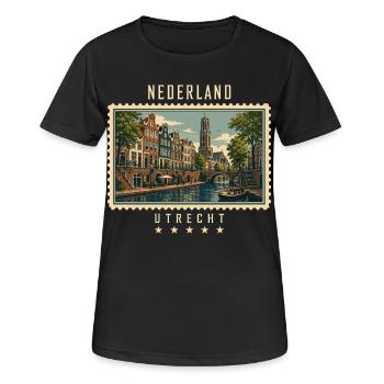 Niederlande Utrecht Vintage Reisemarke - Frauen T-Shirt atmungsaktiv - Schwarz - Vorne - AI Model Female 172 light (172cm)