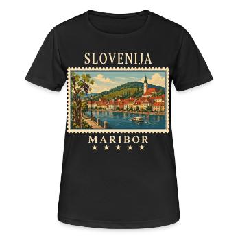 Slovenia Maribor Vintage Travel Brand - Women's Breathable T-Shirt - black - Front - AI Model Female 172 light (172cm)