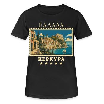 Griechenland Korfu Vintage Reisemarke - Frauen T-Shirt atmungsaktiv - Schwarz - Vorne - AI Model Female 172 light (172cm)