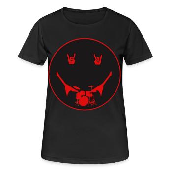 Rocker Drumset Silhouette Hände - Frauen T-Shirt atmungsaktiv - Schwarz - Vorne - AI Model Female 172 light (172cm)