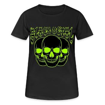 Neon-Schädel-Trio Black Metal  - Frauen T-Shirt atmungsaktiv - Schwarz - Vorne - AI Model Female 172 light (172cm)