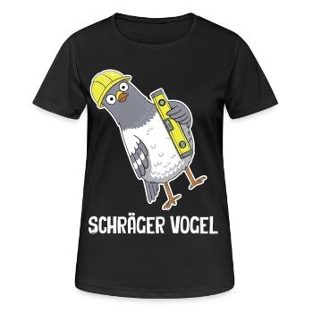 Schräger Vogel – Taube mit Wasserwaage - Frauen T-Shirt atmungsaktiv - Schwarz - Vorne - AI Model Female 172 light (172cm)