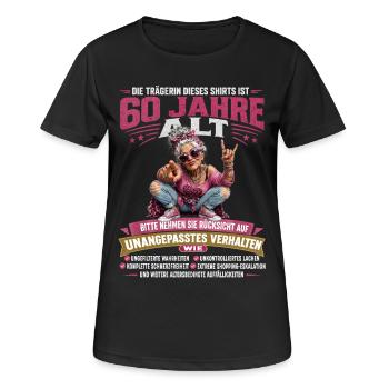 Lustiges 60 Geburtstag Funshirt Oma Geschenk Humor - Frauen T-Shirt atmungsaktiv - Schwarz - Vorne - AI Model Female 172 light (172cm)