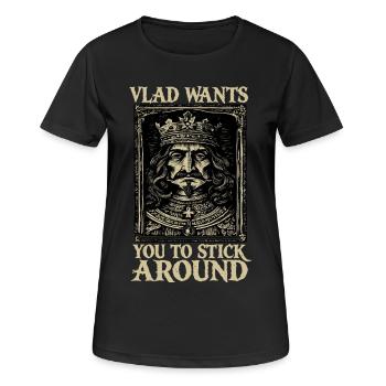 Vlad veut que tu restes – Portrait royal - T-shirt respirant Femme - noir - Devant - AI Model Female 172 light (172cm)