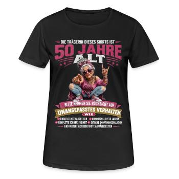 Lustiges 50 Geburtstag Funshirt Oma Geschenk Humor - Frauen T-Shirt atmungsaktiv - Schwarz - Vorne - AI Model Female 172 light (172cm)