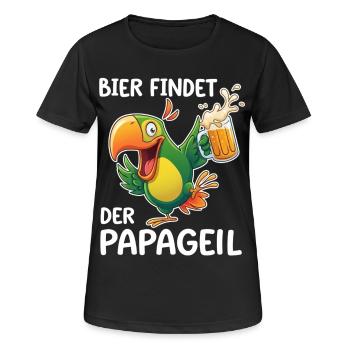 Bier findet der Papa geil – Papagei Shirt - Frauen T-Shirt atmungsaktiv - Schwarz - Vorne - AI Model Female 172 light (172cm)
