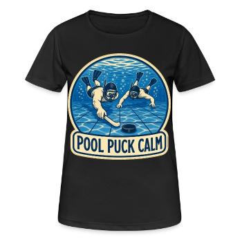 POOL PUCK CALM - Frauen T-Shirt atmungsaktiv - Schwarz - Vorne - AI Model Female 172 light (172cm)