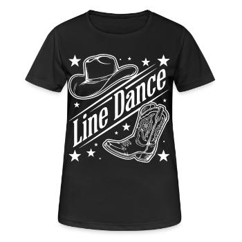 Line Dance Western - Frauen T-Shirt atmungsaktiv - Schwarz - Vorne - AI Model Female 172 light (172cm)