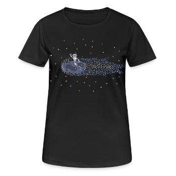 Roboter auf Meteoroid - Frauen T-Shirt atmungsaktiv - Schwarz - Vorne - AI Model Female 172 light (172cm)