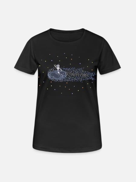 Robot on Meteoroid - Women's Breathable T-Shirt - black