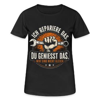 Ich repariere das – Handwerker Vintage - Frauen T-Shirt atmungsaktiv - Schwarz - Vorne - AI Model Female 172 light (172cm)