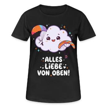 Fallschirmspringen Alles Liebe Von Oben - Frauen T-Shirt atmungsaktiv - Schwarz - Vorne - AI Model Female 172 light (172cm)