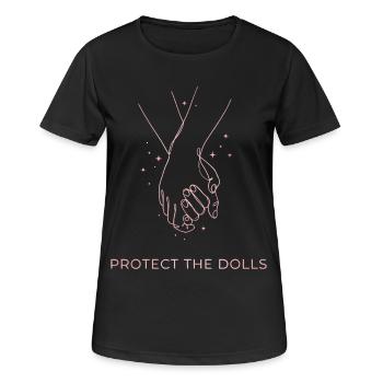 Protect The Dolls Hand Line Art - Frauen T-Shirt atmungsaktiv - Schwarz - Vorne - AI Model Female 172 light (172cm)