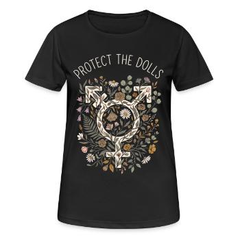 Protect The Dolls Peace Blumen - Frauen T-Shirt atmungsaktiv - Schwarz - Vorne - AI Model Female 172 light (172cm)