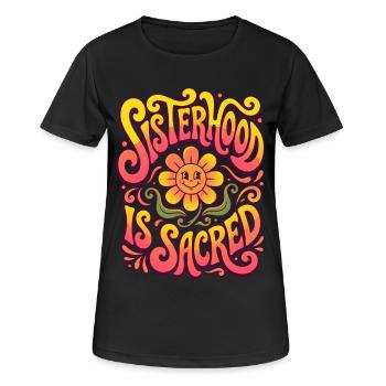 Sisterhood Is Sacred Retro Blume - Frauen T-Shirt atmungsaktiv - Schwarz - Vorne - AI Model Female 172 light (172cm)