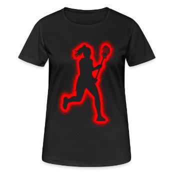 Lacrosse Spieler Damen Kinder Lacrosse Mädchen - Frauen T-Shirt atmungsaktiv - Schwarz - Vorne - AI Model Female 172 light (172cm)