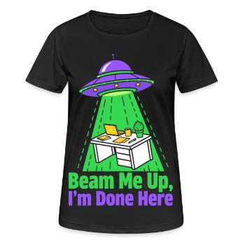 Beam Me Up I’m Done Here - Frauen T-Shirt atmungsaktiv - Schwarz - Vorne - AI Model Female 172 light (172cm)