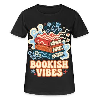 Bookish Vibes Retro Bücher - Frauen T-Shirt atmungsaktiv - Schwarz - Vorne - AI Model Female 172 light (172cm)