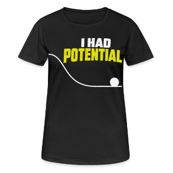 Ich hatte potenzielle Energie-Physique Humou - Frauen T-Shirt atmungsaktiv - Schwarz - Vorne - AI Model Female 172 light (172cm)