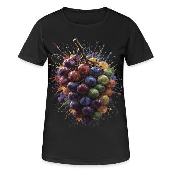 Mehrfarbige Grape Busch-Splash-Art - Frauen T-Shirt atmungsaktiv - Schwarz - Vorne - AI Model Female 172 light (172cm)