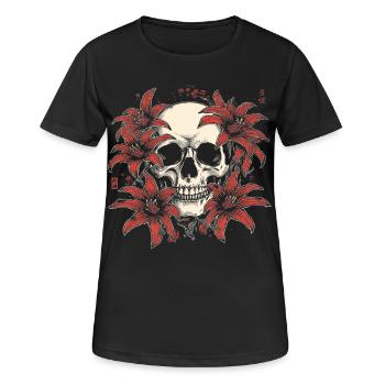 Fleur de Crâne de Lys Rouge - T-shirt respirant Femme - noir - Devant - AI Model Female 172 light (172cm)