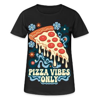 Pizza Vibes Only Retro Pizza - Frauen T-Shirt atmungsaktiv - Schwarz - Vorne - AI Model Female 172 light (172cm)