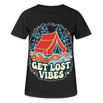 Get Lost Vibes Retro Camping - Frauen T-Shirt atmungsaktiv - Schwarz - Vorne - AI Model Female 172 light (172cm)