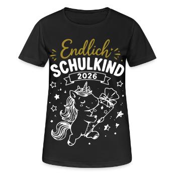 Endlich Schulkind 2026 Unicorn - Frauen T-Shirt atmungsaktiv - Schwarz - Vorne - AI Model Female 172 light (172cm)