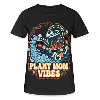 Plant Mom Vibes Retro Gartenmotiv - Frauen T-Shirt atmungsaktiv - Schwarz - Vorne - AI Model Female 172 light (172cm)