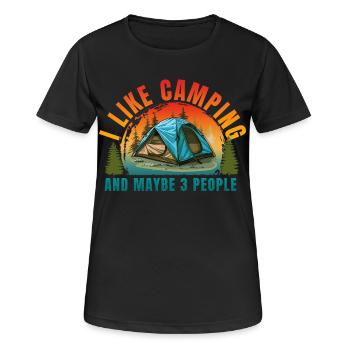 ICH CAMPE GERNE UND VIELLEICHT DREI LEUTE - Frauen T-Shirt atmungsaktiv - Schwarz - Vorne - AI Model Female 172 light (172cm)
