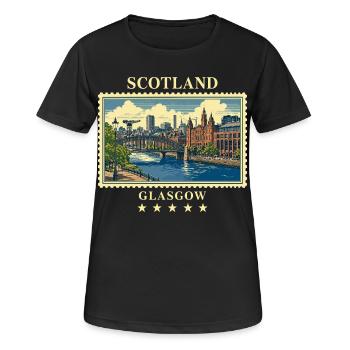 Schottland_Glasgow_Vintage_Reisemarke - Frauen T-Shirt atmungsaktiv - Schwarz - Vorne - AI Model Female 172 light (172cm)