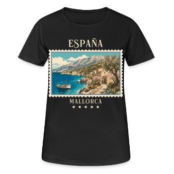Spanien Mallorca Vintage Reisemarke - Frauen T-Shirt atmungsaktiv - Schwarz - Vorne - AI Model Female 172 light (172cm)
