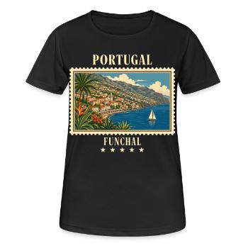 Portugal Funchal Vintage Reisemarke - Frauen T-Shirt atmungsaktiv - Schwarz - Vorne - AI Model Female 172 light (172cm)