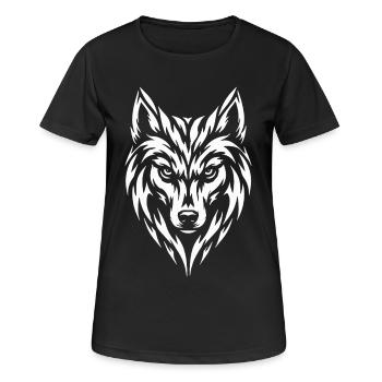 Wolf Tribal Tattoo Style - Frauen T-Shirt atmungsaktiv - Schwarz - Vorne - AI Model Female 172 light (172cm)